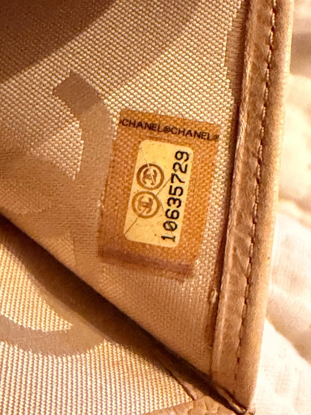 CHANEL Camel Pebbled Leather Continental Wallet with Embossed CC
